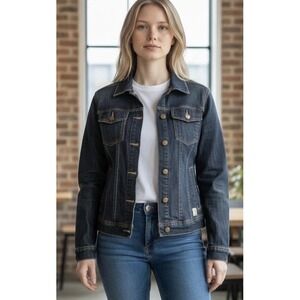Carhartt Jacket Trucker Brewster Dark Wash Denim Jacket Womens Medium Western
